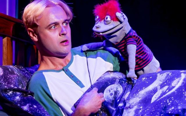 Gyton Grantley as Jason with his puppet Tyrone in Hand To God.  Photo: Angel Leggas