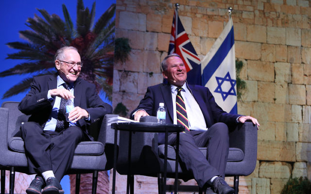 Alan Dershowitz with Colonel Richard Kemp. Photo: Giselle Haber Alan Dershowitz with Colonel Richard Kemp. Photo: Giselle Haber