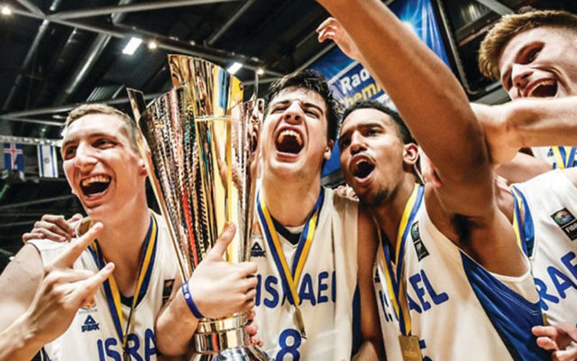 Israel's U20 men's team celebrates with the trophy. Photo: FIBA Europe Israel's U20 men's team celebrates with the trophy. Photo: FIBA Europe