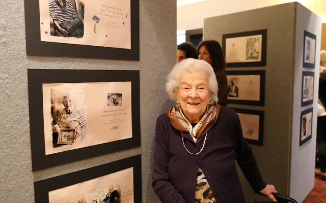 Phyllis Glasser with her page from the book. Photo: Nadine Saacks Photography.