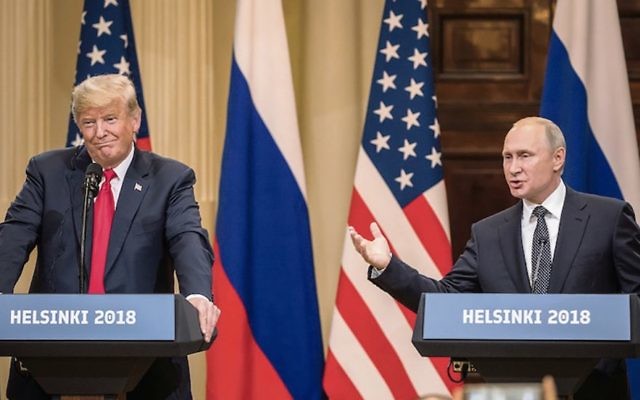 Donald Trump and Vladimir Putin in Helsinki this week. Photo: Chris McGrath/Getty Images