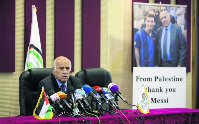 Jibril Rajoub speaking after Argentina cancelled its pre-World Cup friendly against Israel. Photo: AP Photo/Majdi Mohammed Jibril Rajoub speaking after Argentina cancelled its pre-World Cup friendly against Israel. Photo: AP Photo/Majdi Mohammed
