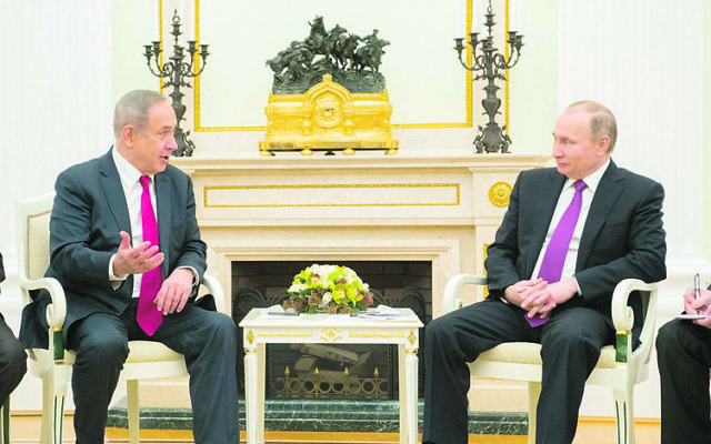 Benjamin Netanyahu meeting Vladimir Putin in Moscow last year. Photo: Facebook