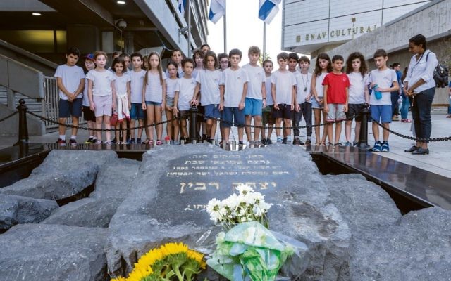 Israeli school children visit the Yitzhak Rabin memorial in Rabin Square in Tel Aviv to mark the 23rd anniversary of his assassination. Photo: EPA/Jim Hollander Israeli school children visit the Yitzhak Rabin memorial in Rabin Square in Tel Aviv to mark the 23rd anniversary of his assassination. Photo: EPA/Jim Hollander