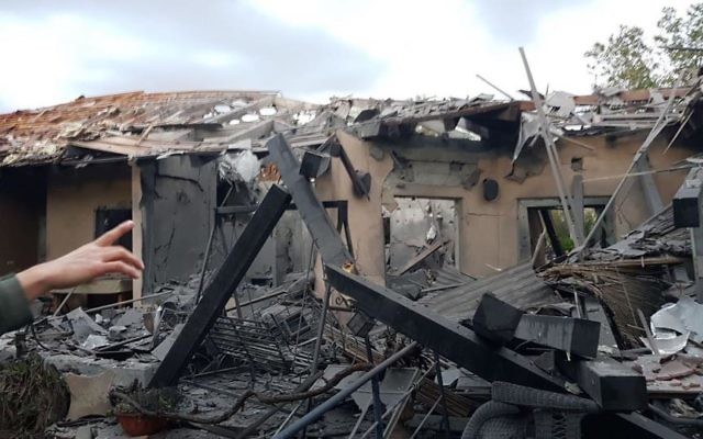 A photo from the scene of the rocket attack in Israel's Kfar Saba region.