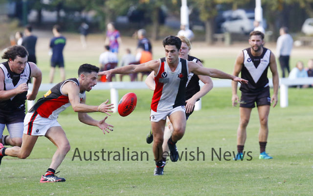 13-4-19. Premier C, round 2. AJAX 14.9-93 def Old Ivanhoe Grammarians 8.13-61 at Chelsworth Park. Photo: Petert Haskin