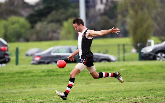 David Fayman kicked his 500th VAFA goal during the AJAX loss to Uni Blues. Photo: Peter Haskin David Fayman kicked his 500th VAFA goal during the AJAX loss to Uni Blues. Photo: Peter Haskin