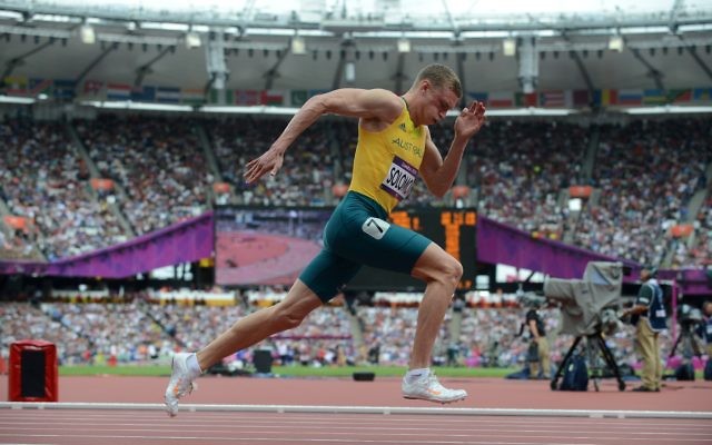 Australian athlete Steven Solomon competes during the 1st round of the Men's 400m at the Olympic Games in London, Saturday, Aug 4, 2012. (AAP Image/Dave Hunt) NO ARCHIVING Australian athlete Steven Solomon competes during the 1st round of the Men's 400m at the Olympic Games in London, Saturday, Aug 4, 2012. (AAP Image/Dave Hunt) NO ARCHIVING