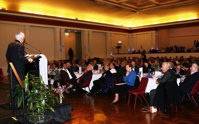 31-5-15. B'nai B'rith 70th anniversary. Prof Louis Waller speakign the the guests at the GlenEira Town Hall. Photo: Paul Gardner. 31-5-15. B'nai B'rith 70th anniversary. Prof Louis Waller speakign the the guests at the GlenEira Town Hall. Photo: Paul Gardner.