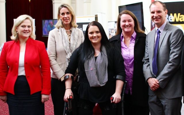 9-6-15. Israel medical innovation exhibtion at Parliament house , Victoria. From left: Margaret Fitzherbert, Georgie Crozier, Kristee Shepherd, Mary Wooldridge, David Southwick. Photo: Peter Haskin 9-6-15. Israel medical innovation exhibtion at Parliament house , Victoria. From left: Margaret Fitzherbert, Georgie Crozier, Kristee Shepherd, Mary Wooldridge, David Southwick. Photo: Peter Haskin