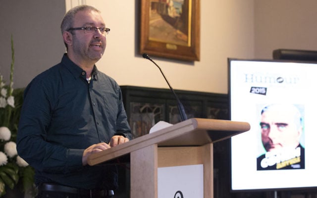 Bernard Cohen at the prize-giving ceremony at the State Library of New South Wales. Bernard Cohen at the prize-giving ceremony at the State Library of New South Wales.