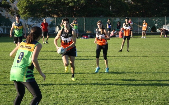Evan Kassel on the attack for the Tigers, with Bec Lissing in support. Photo: Sam Contori Evan Kassel on the attack for the Tigers, with Bec Lissing in support. Photo: Sam Contori