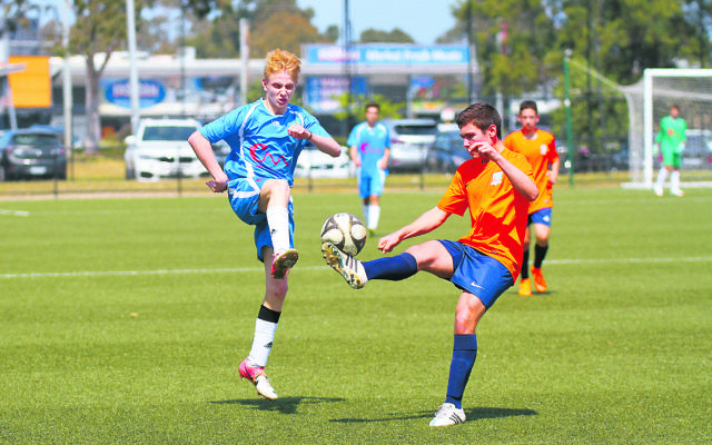 Maccabi under-16 soccer player Jacob Rohald (left) from NSW and Jayden Casselson from Victoria competing in the Maccabi 90th Interstate Challenge at the Kingston Heath Soccer Complex on Sunday. Photo: Peter Haskin Maccabi under-16 soccer player Jacob Rohald (left) from NSW and Jayden Casselson from Victoria competing in the Maccabi 90th Interstate Challenge at the Kingston Heath Soccer Complex on Sunday. Photo: Peter Haskin