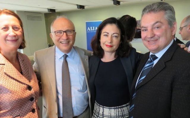 From left: Sharon Bird, AIJAC executive director Colin Rubenstein, Terri Butler and
Russell Matheson. From left: Sharon Bird, AIJAC executive director Colin Rubenstein, Terri Butler and
Russell Matheson.