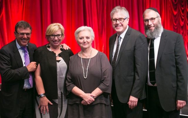 From left: co-president Gary Cohen, Rosie Batty, Nora Goodridge, co-president Roger Clifford and Rabbi Mendel Kastel at the gala dinner. Photo: Nadine Saacks From left: co-president Gary Cohen, Rosie Batty, Nora Goodridge, co-president Roger Clifford and Rabbi Mendel Kastel at the gala dinner. Photo: Nadine Saacks