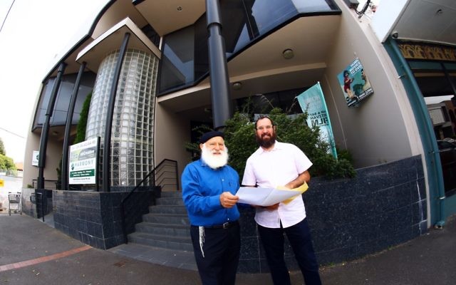 23-1-16. Rabbi Laibl Wolf (left) and Rabbi Menachem Wolf stanging outside the new Spiritgrow premises at 204-206 Balaclava Rd. Photo: Peter Haskin 23-1-16. Rabbi Laibl Wolf (left) and Rabbi Menachem Wolf stanging outside the new Spiritgrow premises at 204-206 Balaclava Rd. Photo: Peter Haskin