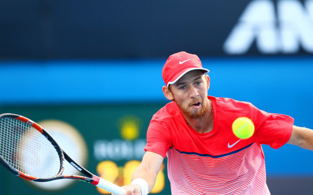 23-1-16. Australian Open 2016. Day 6. Mens Round 3. Andrey Kuznetsov (RUS) defeats Dudi Sela (ISR) 7-5 3-6 6-1 7-6(4). Dudi Sela. Photo: Peter Haskin 23-1-16. Australian Open 2016. Day 6. Mens Round 3. Andrey Kuznetsov (RUS) defeats Dudi Sela (ISR) 7-5 3-6 6-1 7-6(4). Dudi Sela. Photo: Peter Haskin