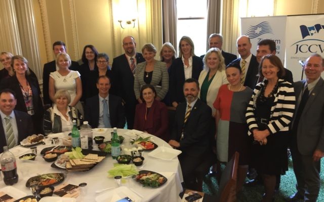 Politicians and communal leaders at last week’s Passover lunch in parliament. Politicians and communal leaders at last week’s Passover lunch in parliament.
