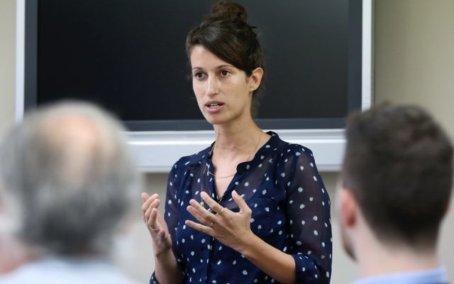 IsraAID's Hagit Krakov at Tuesday's event. Photo: Noel Kessel. IsraAID's Hagit Krakov at Tuesday's event. Photo: Noel Kessel.