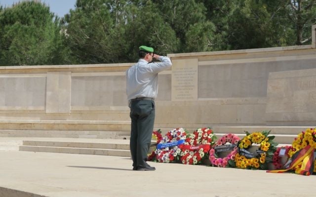 Israel Defence Forces’ Colonel Moshe Pinkert laying a wreath at the ceremony in Jerusalem. Israel Defence Forces’ Colonel Moshe Pinkert laying a wreath at the ceremony in Jerusalem.