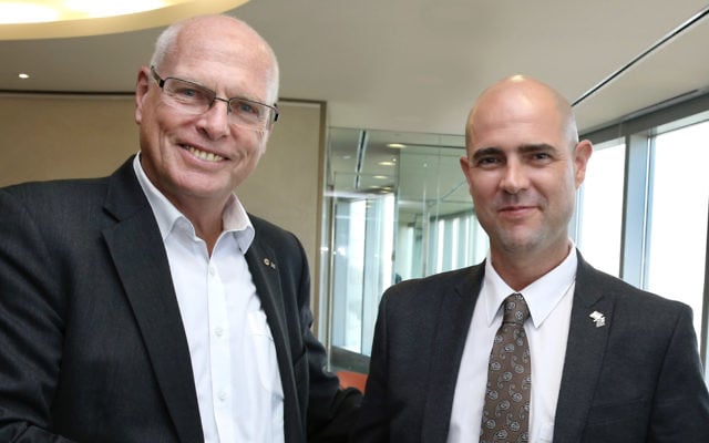 Major General Jim Molan (left) and Likud MK Amir Ohana.
Photo: Noel Kessel Major General Jim Molan (left) and Likud MK Amir Ohana.
Photo: Noel Kessel