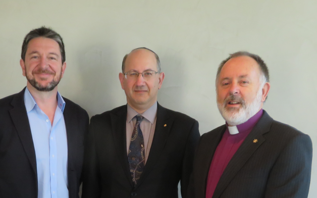 From left: Rev Andrew Johnson, AIJAC's Jeremy Jones and Rev Ian Lambert. From left: Rev Andrew Johnson, AIJAC's Jeremy Jones and Rev Ian Lambert.