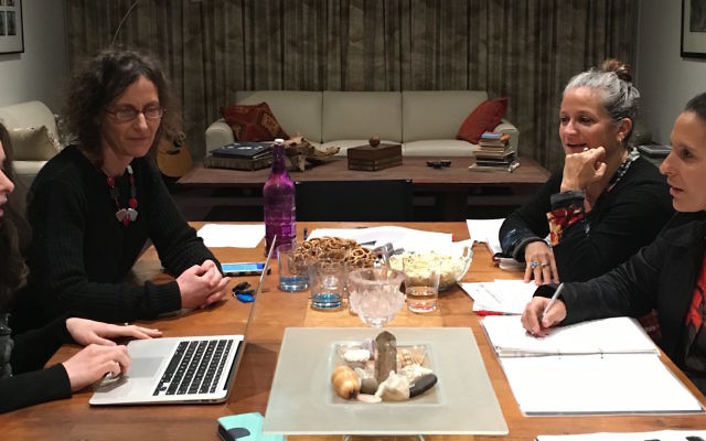 She'ela committee members planning the festival, clockwise from left: Yael Prawer, Tamar Moskow, Naomi Rubinstein, Havi Rubinstein.