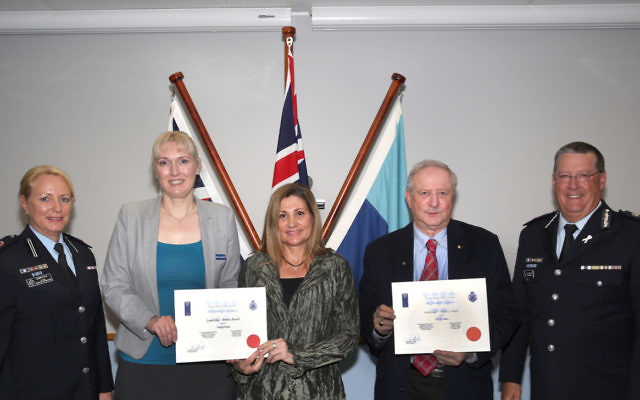 QLD Police Service Chief Superintendent Debbie Platz, QPS education manager Paquita Rasmussen, Queensland University Professor Lorraine Mazzerole, Courage to Care NSW chair Andrew Havas and QLD Police Commissioner Ian Stewart at the award presentation. QLD Police Service Chief Superintendent Debbie Platz, QPS education manager Paquita Rasmussen, Queensland University Professor Lorraine Mazzerole, Courage to Care NSW chair Andrew Havas and QLD Police Commissioner Ian Stewart at the award presentation.