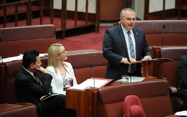 Senator Stirling Griff giving his maiden speech. Senator Stirling Griff giving his maiden speech.