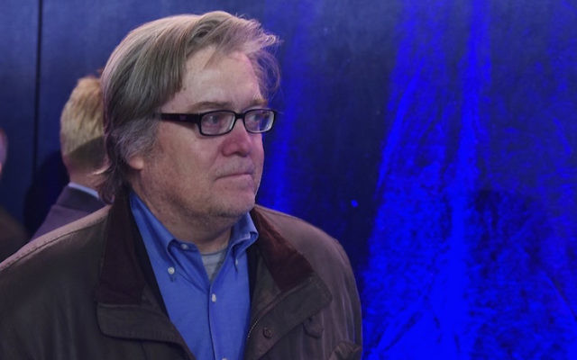 Stephen Bannon at a Trump rally earlier this month. Photo: Mandel Ngan/AFP/Getty Images/JTA