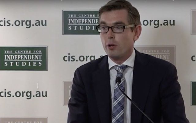 NSW Finance Minister Dominic Perrottet speaking at the Centre for Independent Studies' Leaders Lunch. Photo: YouTube screenshot