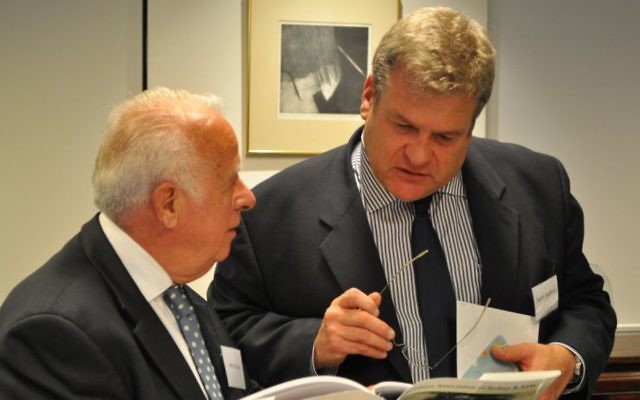 Yad Vashem director of international relations Searle Brajtman (right) with John Koutsis, secretary and founder of the Australian Zakynthian Association.