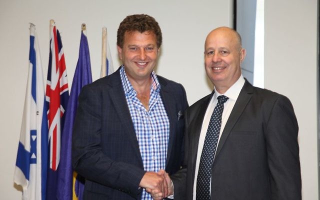 Friends of Likud Australia president Alex Goodman (left) with Tzachi Hanegbi MK in Melbourne on November 24. Friends of Likud Australia president Alex Goodman (left) with Tzachi Hanegbi MK in Melbourne on November 24.
