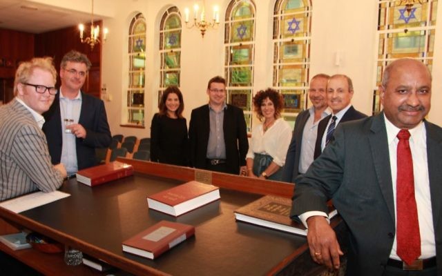 From left: Luke Malpass, James Massola, Channel 7 political reporter Amelia Brace, Andrew Clennell, Suzy and Phillip Wolanski, Vic Alhadeff and Indian Telegraph editor Vish Vishwanathan at Emanuel Synagogue on November 22. Photo: Shane Desiatnik From left: Luke Malpass, James Massola, Channel 7 political reporter Amelia Brace, Andrew Clennell, Suzy and Phillip Wolanski, Vic Alhadeff and Indian Telegraph editor Vish Vishwanathan at Emanuel Synagogue on November 22. Photo: Shane Desiatnik