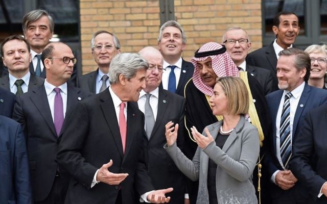 Departing US Secretary of State John Kerry with other international attendees of the January 15 peace conference in Paris. Departing US Secretary of State John Kerry with other international attendees of the January 15 peace conference in Paris.