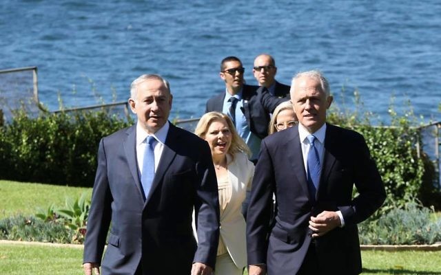 Benjamin Netanyahu (left) and Malcolm Turnbull in Sydney. Photo: Noel Kessel Benjamin Netanyahu (left) and Malcolm Turnbull in Sydney. Photo: Noel Kessel