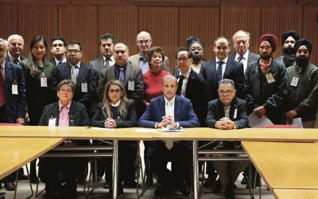 NSW Jewish Board of Deputies CEO Vic Alhadeff (centre) with representatives of other community groups at NSW Parliament House in 2016. NSW Jewish Board of Deputies CEO Vic Alhadeff (centre) with representatives of other community groups at NSW Parliament House in 2016.