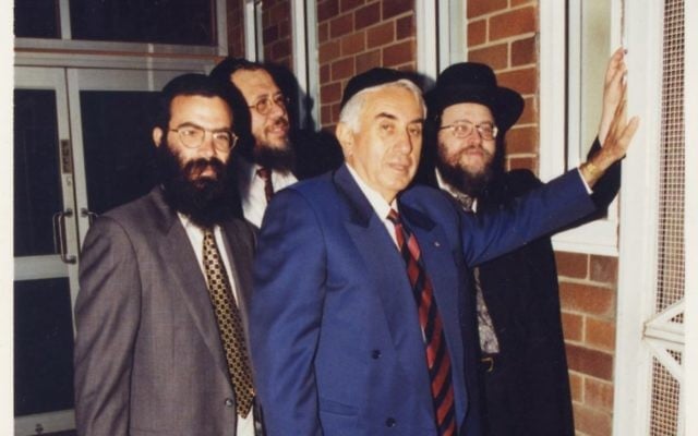 In happier times at Yeshiva . . . Harry Triguboff (centre front) flanked by Rabbi Dovid Slavin on his right, Rabbi Pinchus Feldman on his left, and Rabbi Yaakov Lieder at the back. In happier times at Yeshiva . . . Harry Triguboff (centre front) flanked by Rabbi Dovid Slavin on his right, Rabbi Pinchus Feldman on his left, and Rabbi Yaakov Lieder at the back.