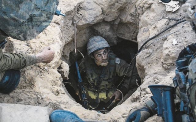 The IDF uncovering a Hamas terror tunnel. Photo: IDF The IDF uncovering a Hamas terror tunnel. Photo: IDF