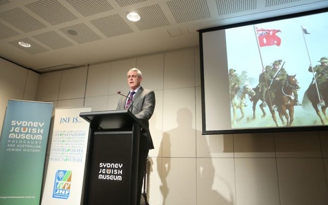 Australian War Graves director Ken Corke speaking at the launch of the In Their Steps exhibition at the Sydney Jewish Museum. Photo: Giselle Haber Australian War Graves director Ken Corke speaking at the launch of the In Their Steps exhibition at the Sydney Jewish Museum. Photo: Giselle Haber