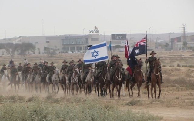 Australian Light Horse riders re-enact the historical charge of the Australia and New Zealand Army Corps (ANZAC) at KKL-JNF's Beit Eshel site in Nahal Beersheva Park. Australian Light Horse riders re-enact the historical charge of the Australia and New Zealand Army Corps (ANZAC) at KKL-JNF's Beit Eshel site in Nahal Beersheva Park.