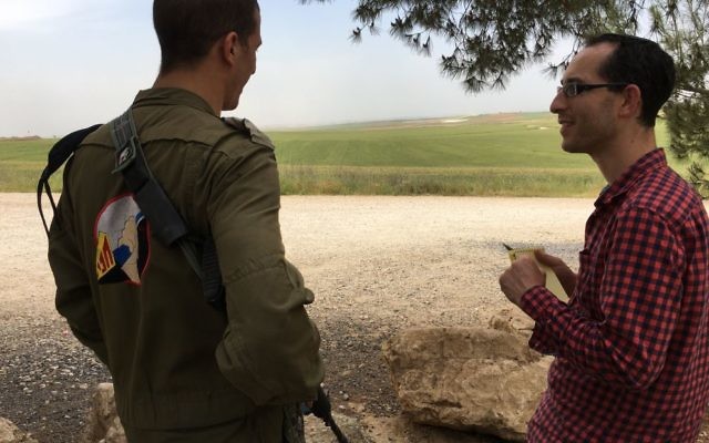 Nathan Jeffay (right) being briefed by an IDF captain on the Gaza border. Nathan Jeffay (right) being briefed by an IDF captain on the Gaza border.