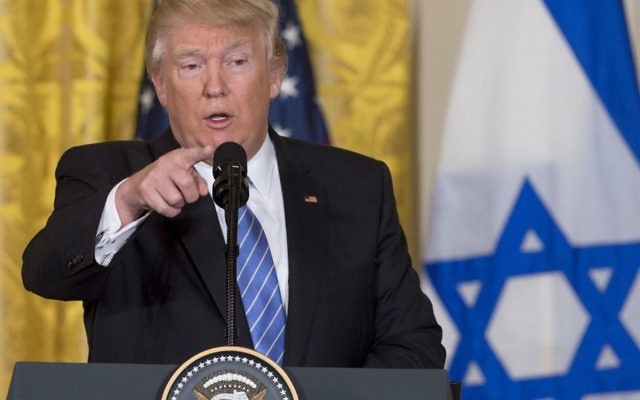 Donald Trump speaks during a joint press conference with Minister Benjamin Netanyahu. Photo: Saul Loeb / AFP Donald Trump speaks during a joint press conference with Minister Benjamin Netanyahu. Photo: Saul Loeb / AFP