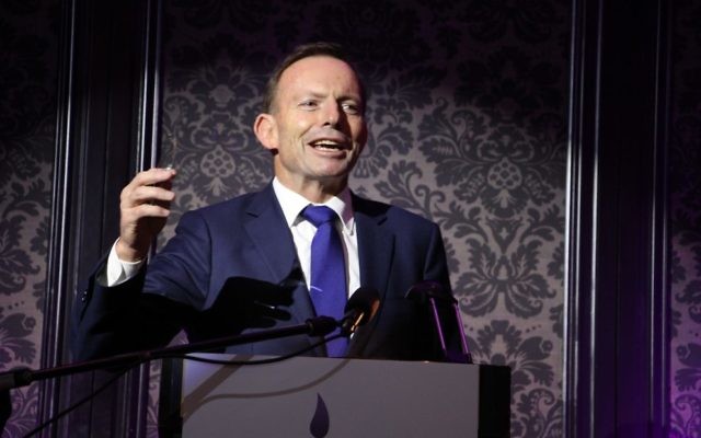 Tony Abbott speaking at the Chabad North Shore gala dinner. Photo: Shane Desiatnik Tony Abbott speaking at the Chabad North Shore gala dinner. Photo: Shane Desiatnik