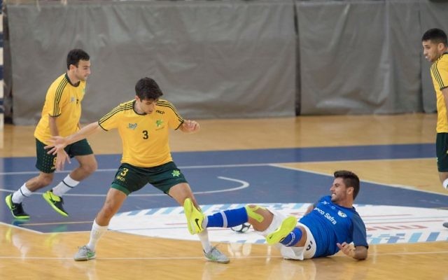 Jarrod Basger makes a tackle against Brazil.