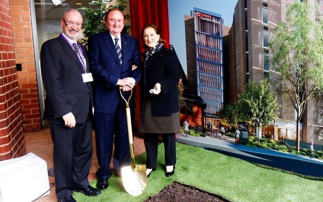 John Gandel turning the first sod at the new wing, alongside his wife Pauline and Dr Michael Walsh. Photo: Peter Haskin John Gandel turning the first sod at the new wing, alongside his wife Pauline and Dr Michael Walsh. Photo: Peter Haskin