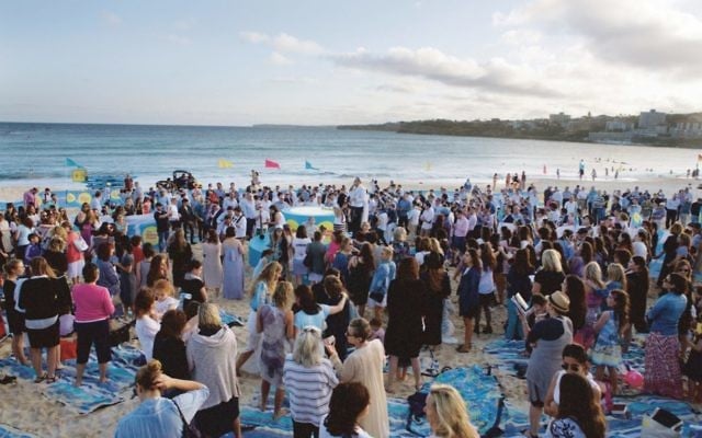 Last year's Kabbalat Shabbat ceremony at Bondi Beach. Last year's Kabbalat Shabbat ceremony at Bondi Beach.