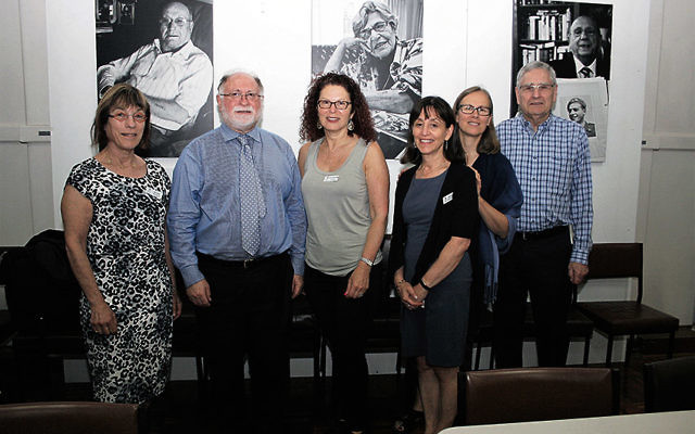 From left: Elly Brooks (JHC executive member), Warren Fineberg (JHC executive
director), Sue Hampel (JHC co-president), Lisa Phillips (JHC director of education),
JHC director of education, Jayne Josem (JHC curator & head of collections) and
Norman Seligman (Sydney Jewish Museum CEO). From left: Elly Brooks (JHC executive member), Warren Fineberg (JHC executive
director), Sue Hampel (JHC co-president), Lisa Phillips (JHC director of education),
JHC director of education, Jayne Josem (JHC curator & head of collections) and
Norman Seligman (Sydney Jewish Museum CEO).