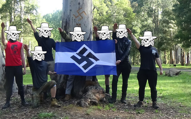 A photo from the Antipodean Resistance showing members at a camp in Victoria. A photo from the Antipodean Resistance showing members at a camp in Victoria.