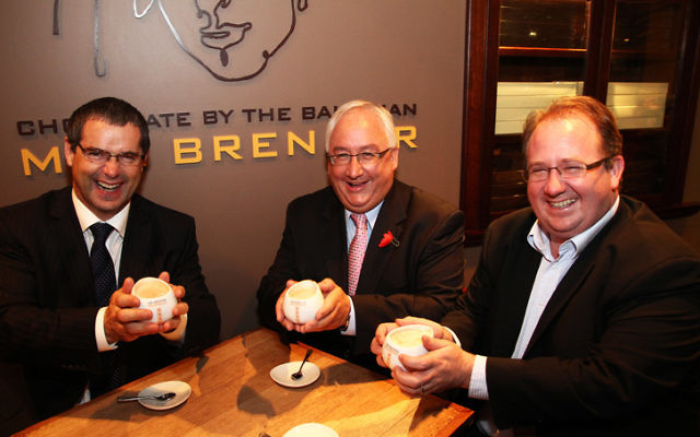 Steven Conroy, Michael Danby and David Feeney showing their solidarity against the BDS with a hot chocolate at Max Brenner's in South Melbourne. Photo: Peter Haskin. Steven Conroy, Michael Danby and David Feeney showing their solidarity against the BDS with a hot chocolate at Max Brenner's in South Melbourne. Photo: Peter Haskin.